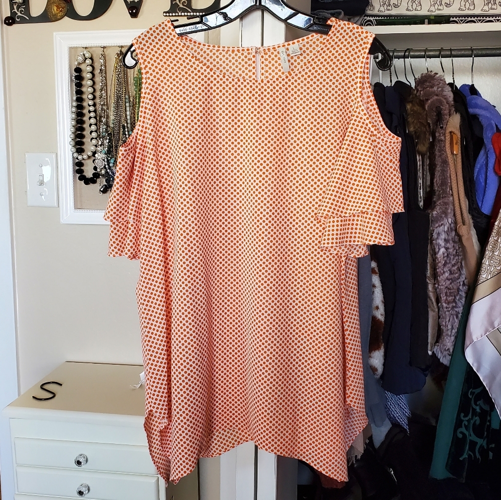 Orange polka-dot blouse